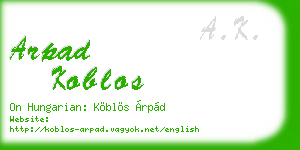 arpad koblos business card